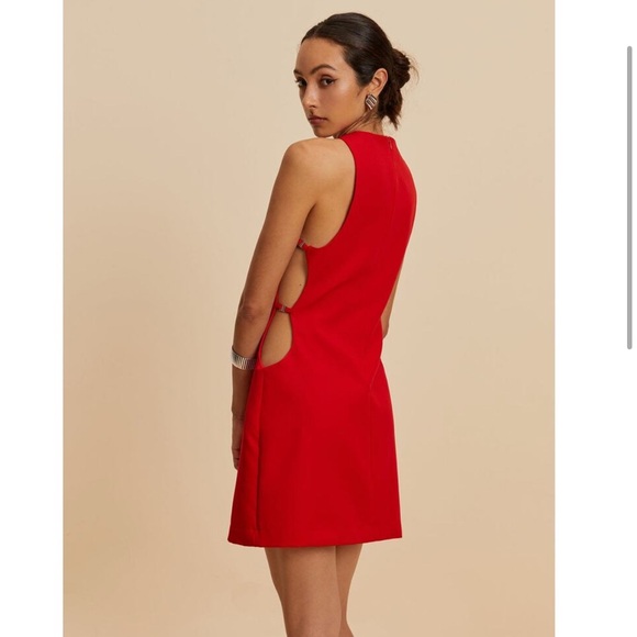 COMMENSE Sleeveless Cutout Crew Neck Mini Dress Red Size S NWT! - Picture 3 of 5